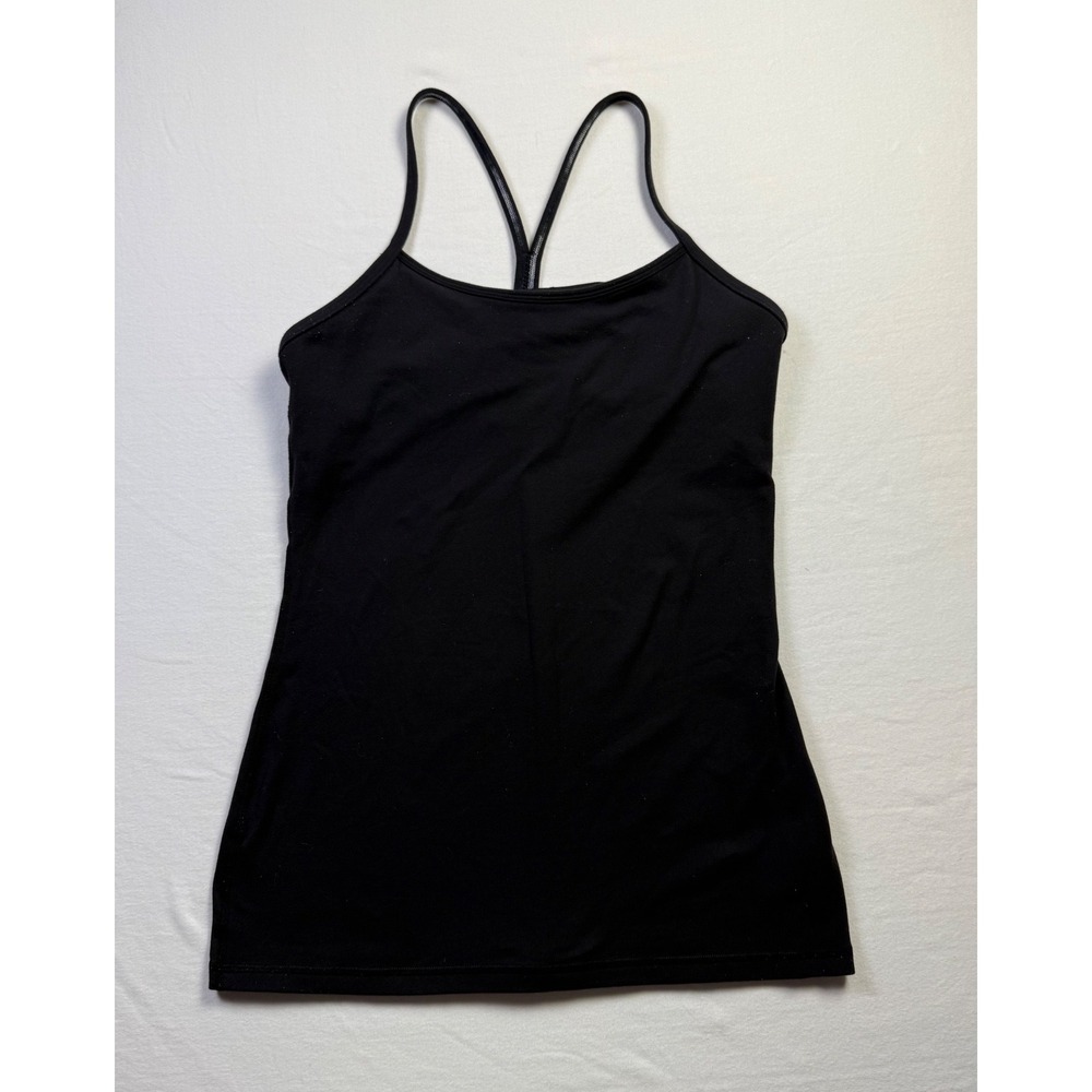 Lululemon Power Y Tank Top Black Size 8 Built In Bra Racerback Yoga Camisole